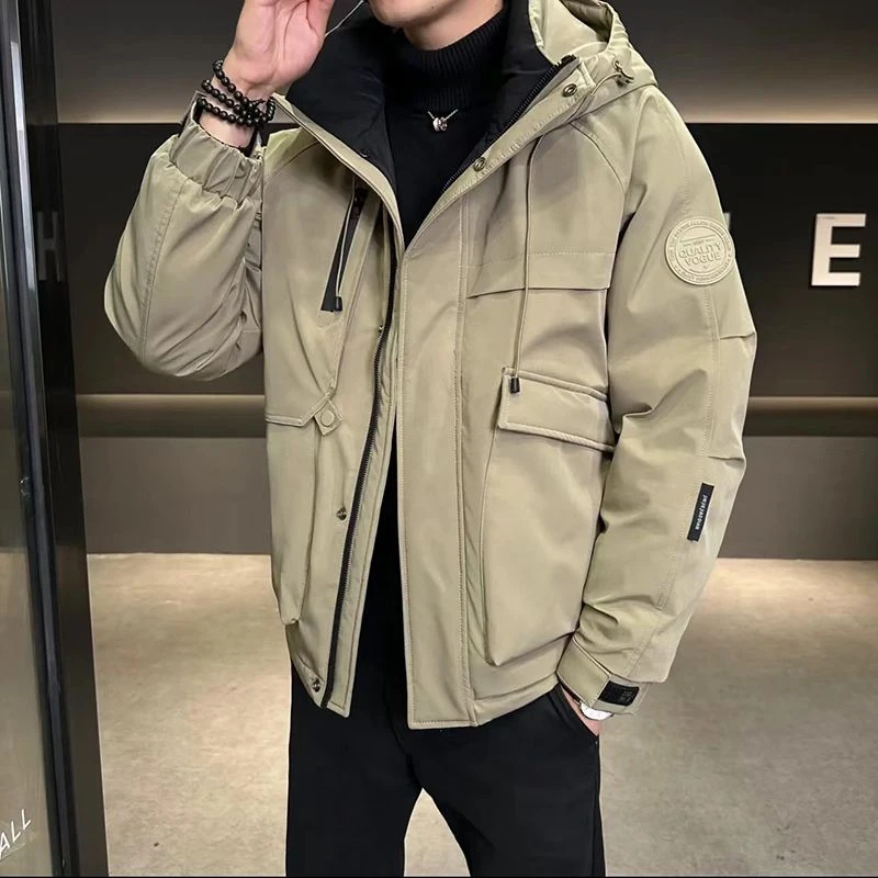 新国标男士冬季新款高档工装连帽羽绒服冲锋衣保暖潮牌加厚男外套