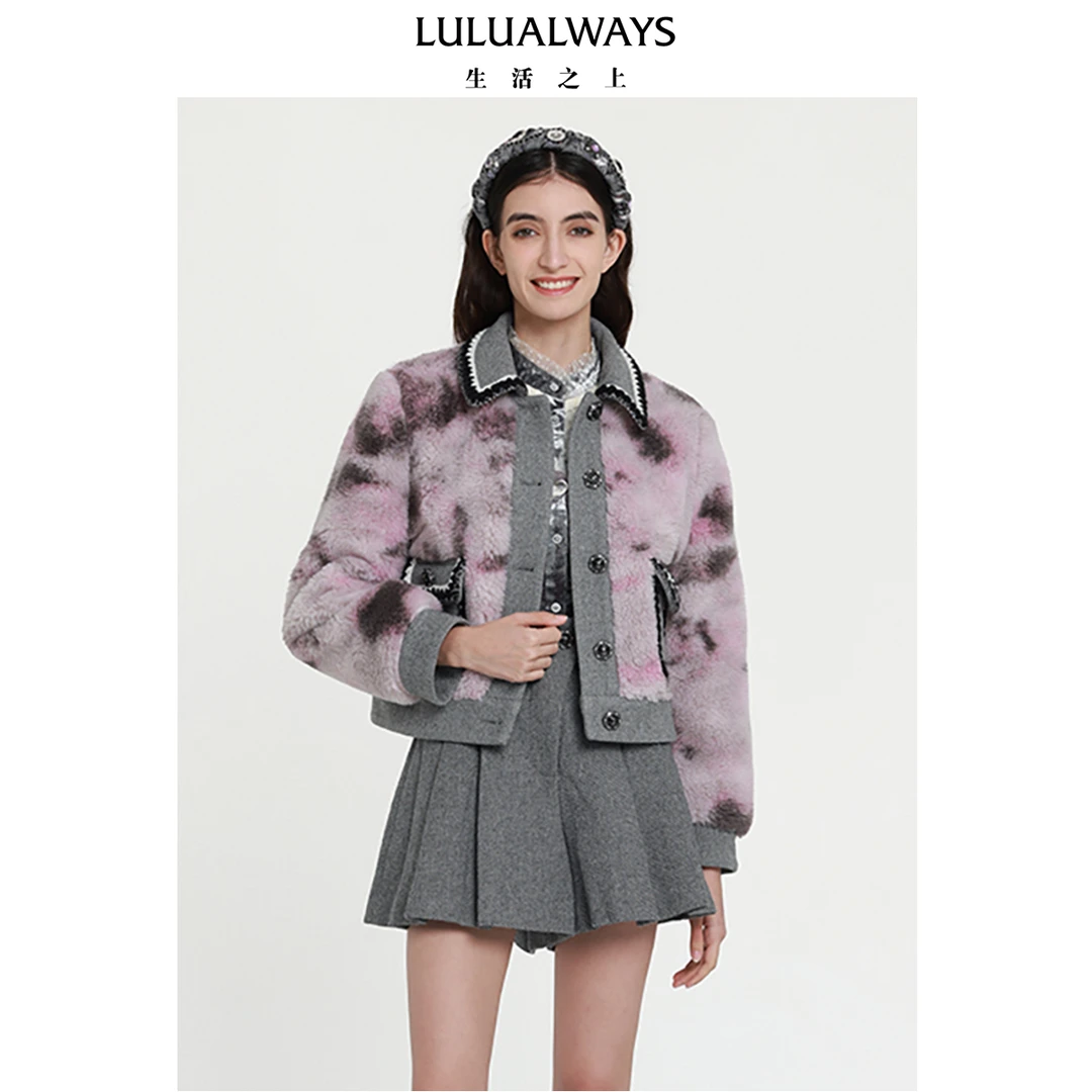 【高高甄选】LULUALWAYS冬季新款减龄翻领短款绒毛外套