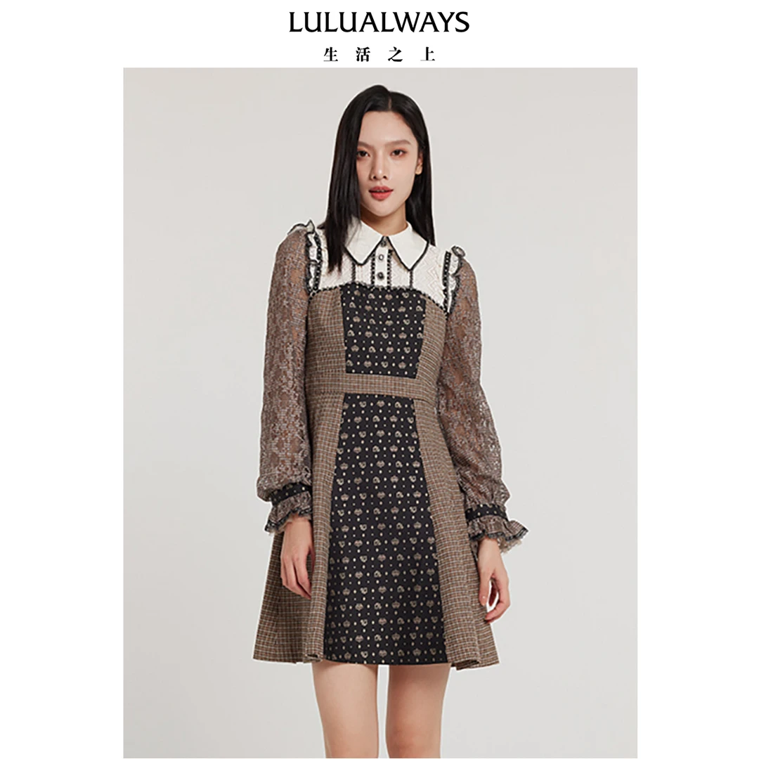 LULUALWAYS新款端庄知性短款连衣裙