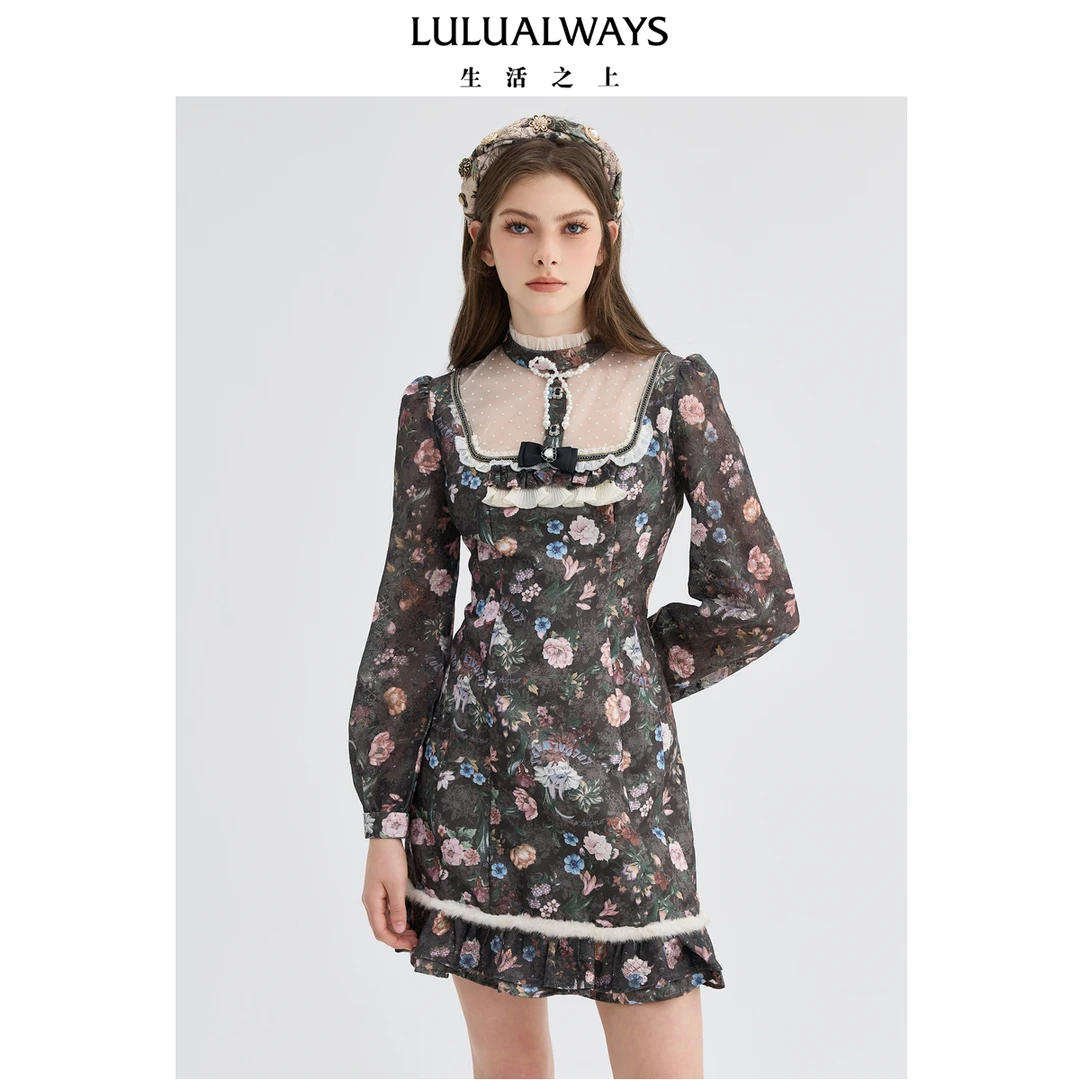 【若谷大大】新款法式提花短款连衣裙