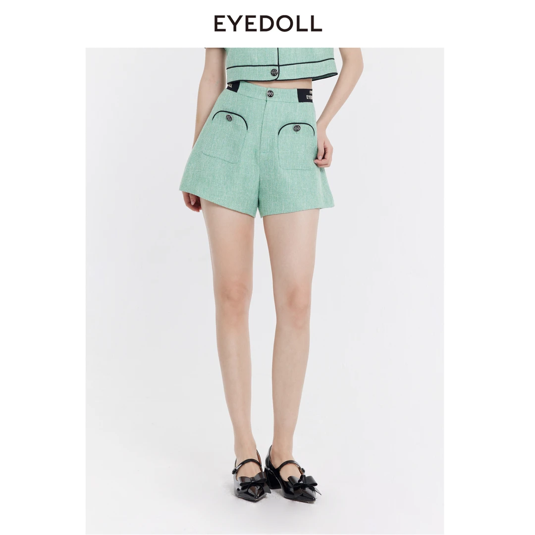 【高高甄选】EYEDOLL夏季百搭高腰显瘦直筒裤短裤