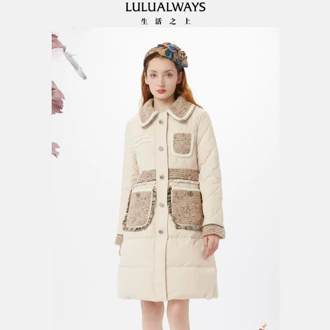 LULUALWAYS冬季简约A字小香风中长羽绒服LMD8016
