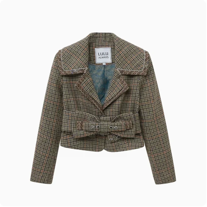 LULUALWAYS卡其色蝴蝶结外套LND1029新年