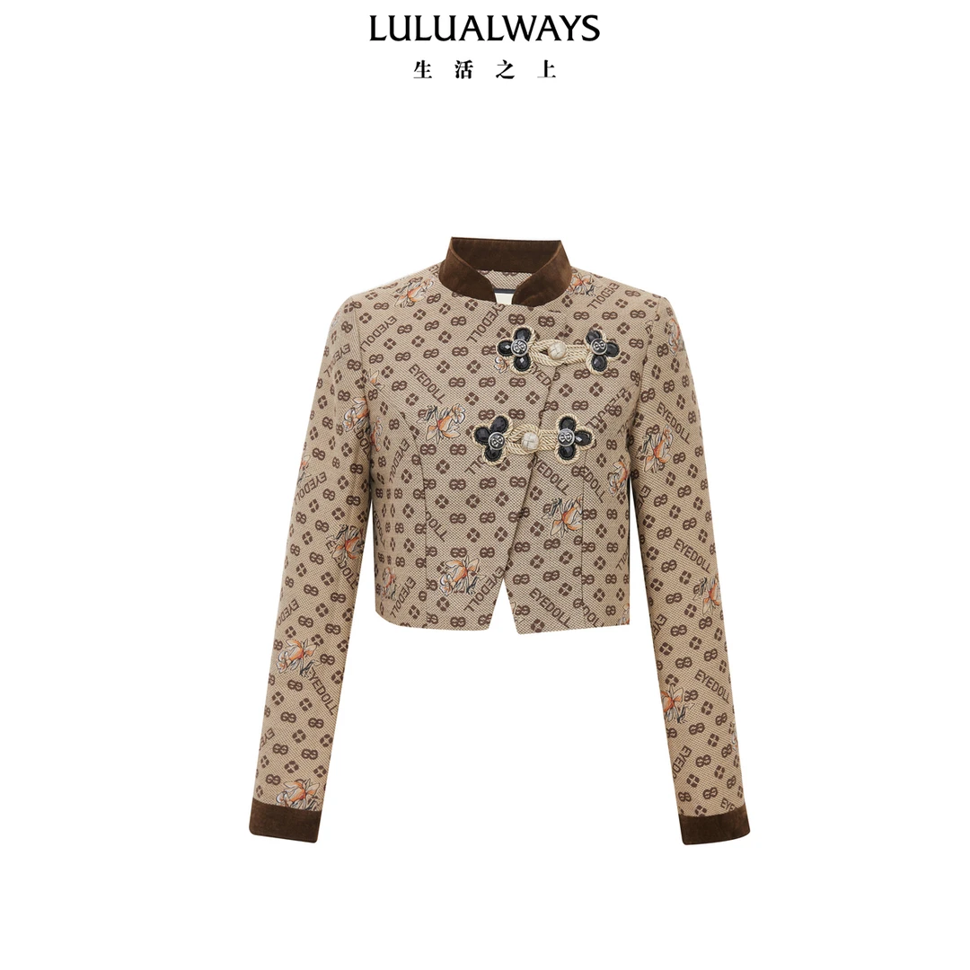 EYEDOLL【商场同款】24秋季新款时尚通勤新中式盘扣提花短外套女