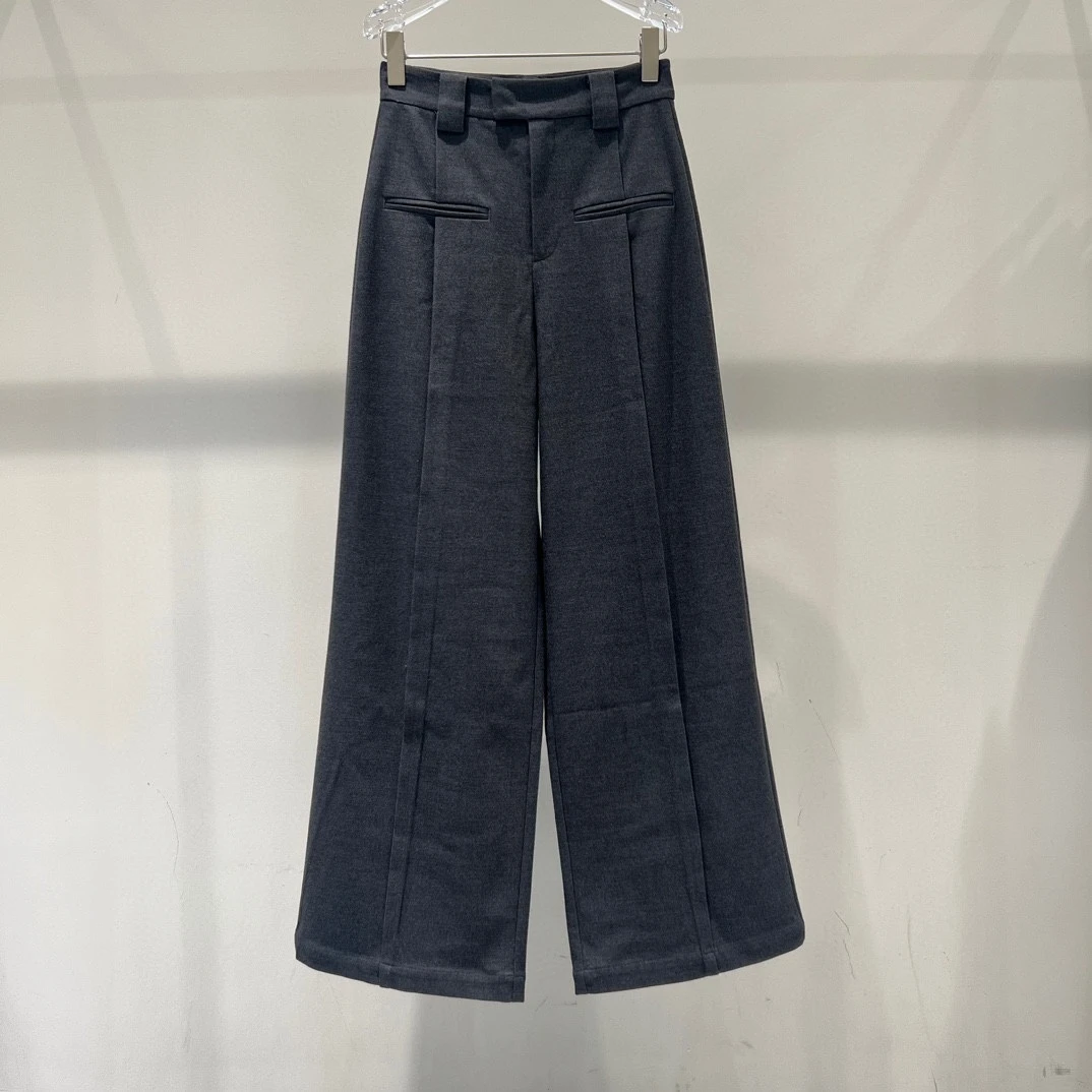 艾家同款2024新款时尚宽松休闲裤阔腿裤加厚灰色高腰女31033082