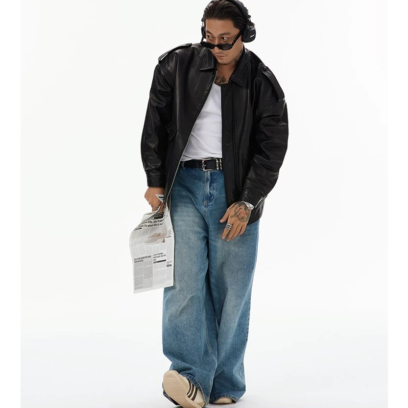 shizuka umiSHIZUKAUMI 黑色山羊皮复古皮衣