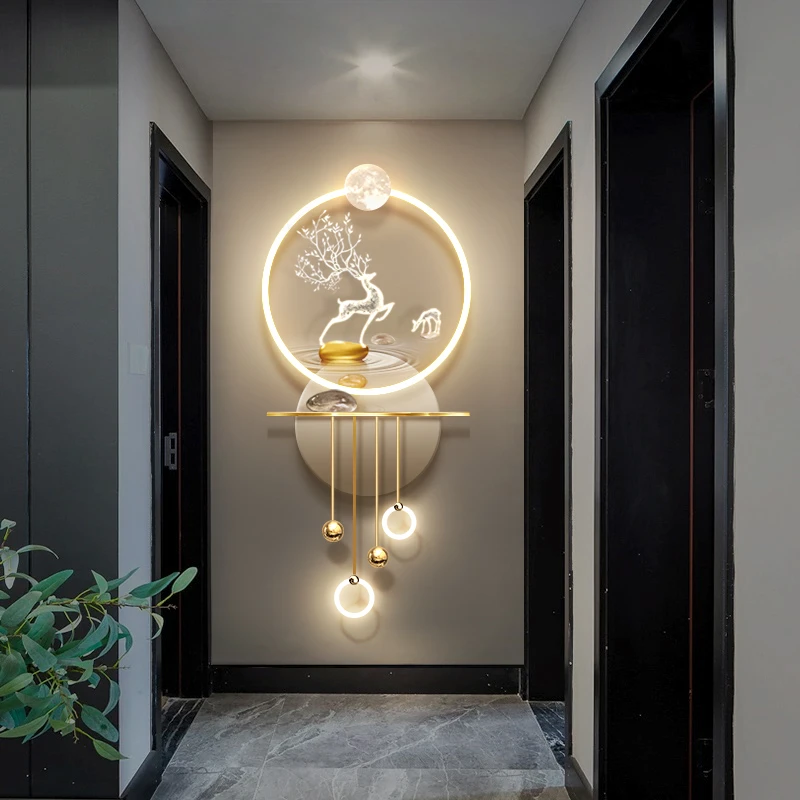 现代入户门Led灯发光装饰玄关画壁灯画走廊过道立体轻奢挂画