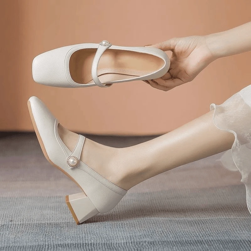 一字带玛丽珍鞋女2024秋季新款粗跟浅口单鞋女复古旗袍汉服高跟鞋