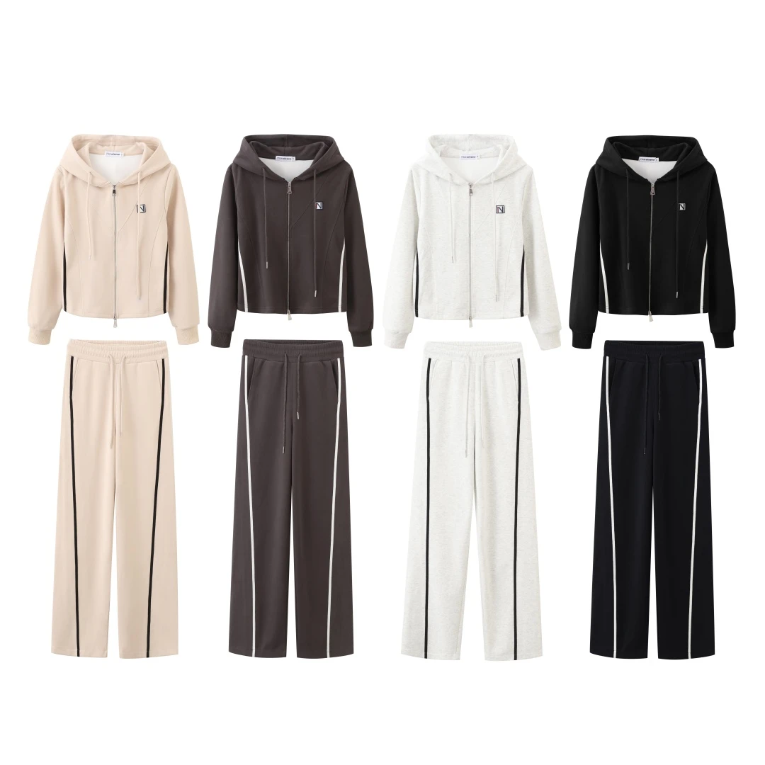 2024百搭宽松显瘦运动休闲健身两件套装连帽气质长袖时尚Q2427