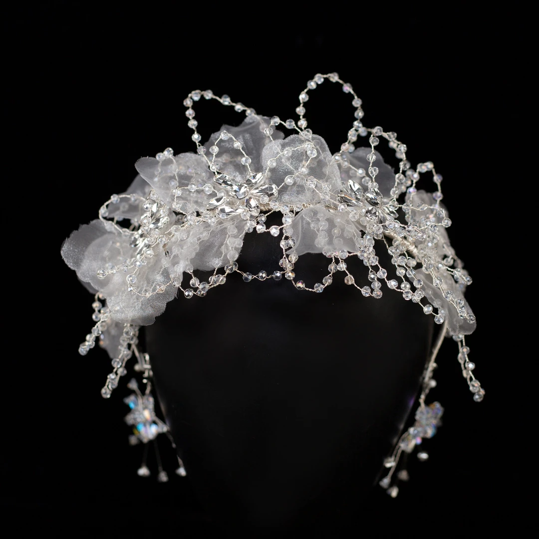 非金属仿珍珠婚庆饰品 白纱新娘婚拍饰品649