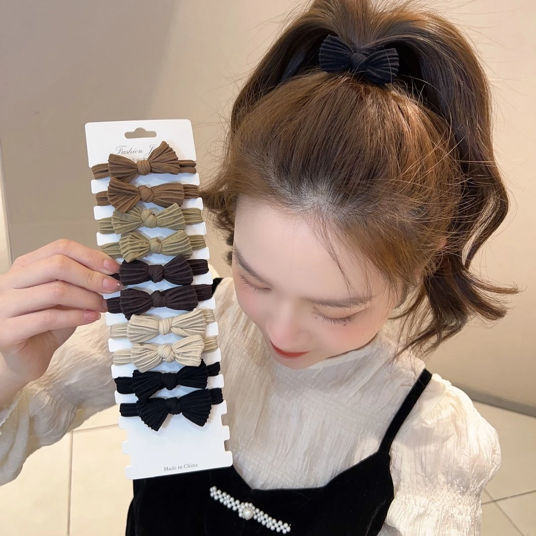 非金属布艺发饰可爱蝴蝶结百搭头绳少女高弹力头饰不伤发简约发绳