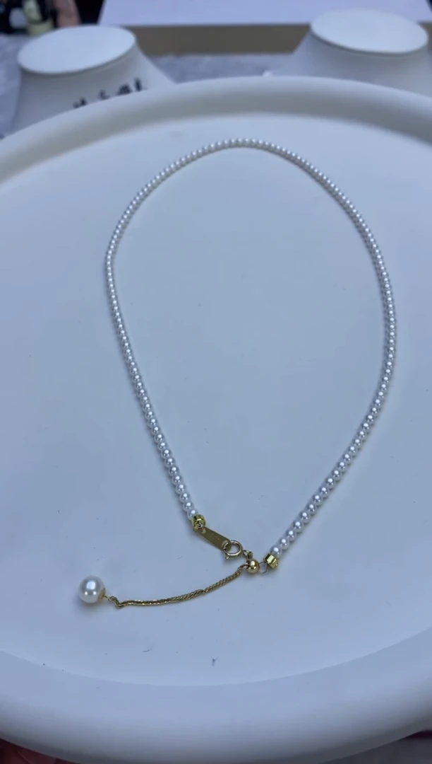 【闪购商品】淡水珍珠颈饰18K金镶嵌2-3mm项链2