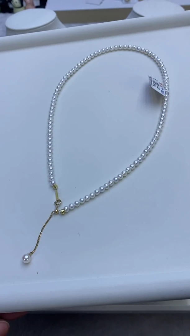 【闪购商品】淡水珍珠颈饰18K金镶嵌4-4.5mm项链2