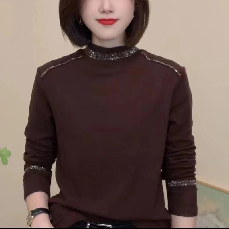 【玲玲专属】秋冬时尚气质女装显瘦镶钻百搭打底衫洋气妈妈装5646