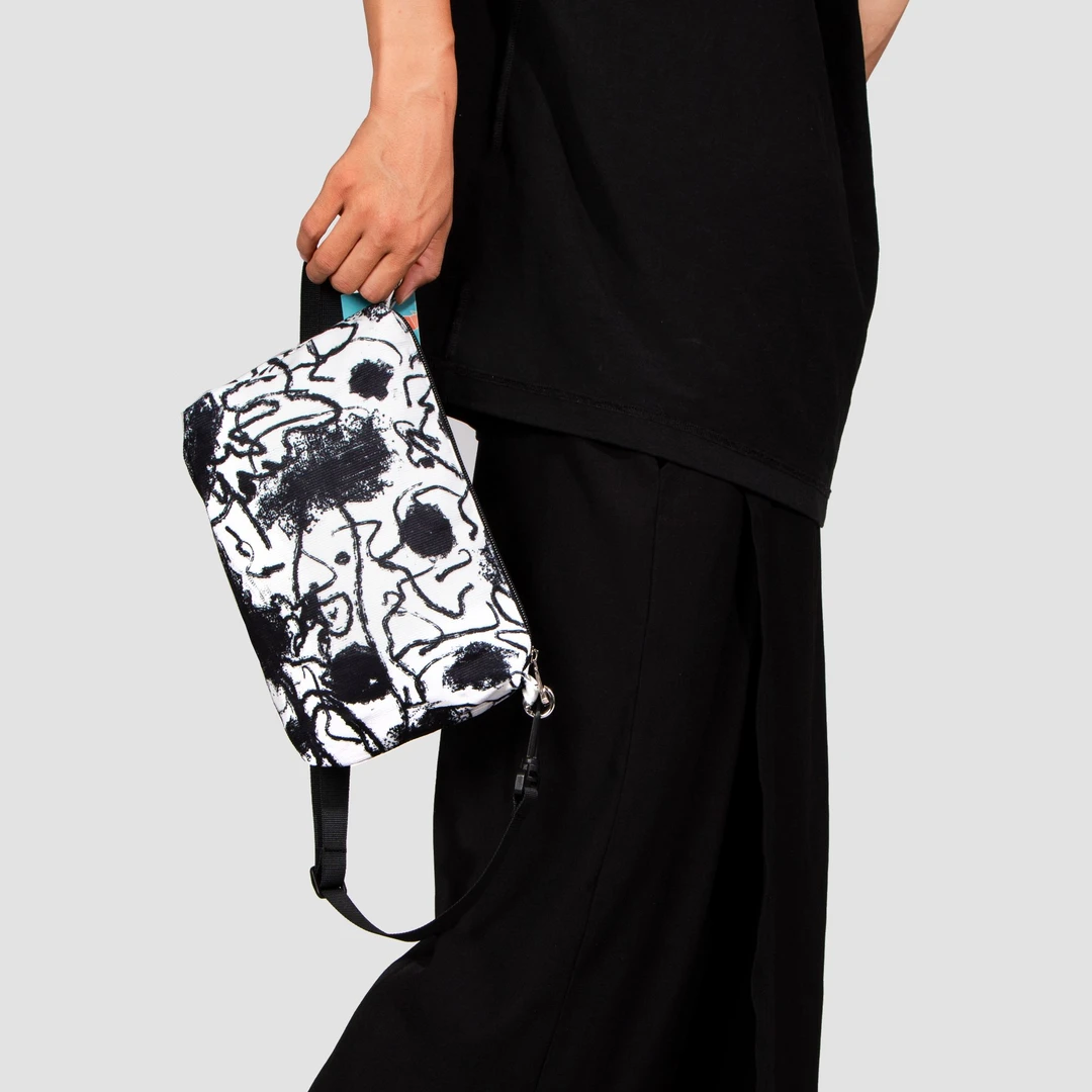 无则艺【子母方包】这家布包很艺术|原创斜挎包个性印花黑墨子母包