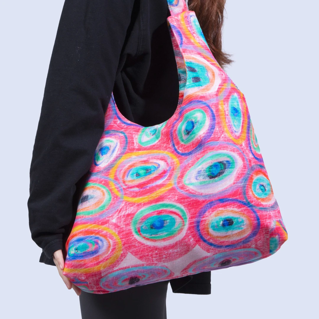 无则艺【宽底三角包】原创便携环保印花轻便单肩