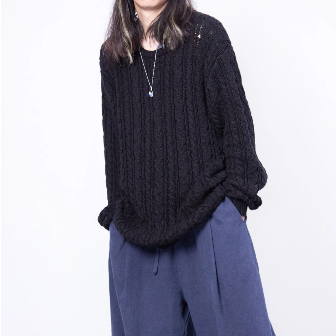 无则艺A2101原创秋冬时尚毛衣纯棉休闲圆领百搭重工设计师