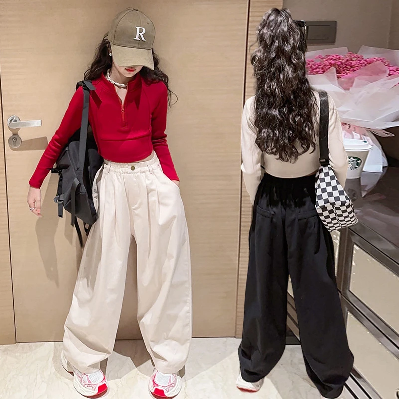 女童爵士舞服2023新款韩版长袖儿童运动街舞服宽松时尚炸街走秀服