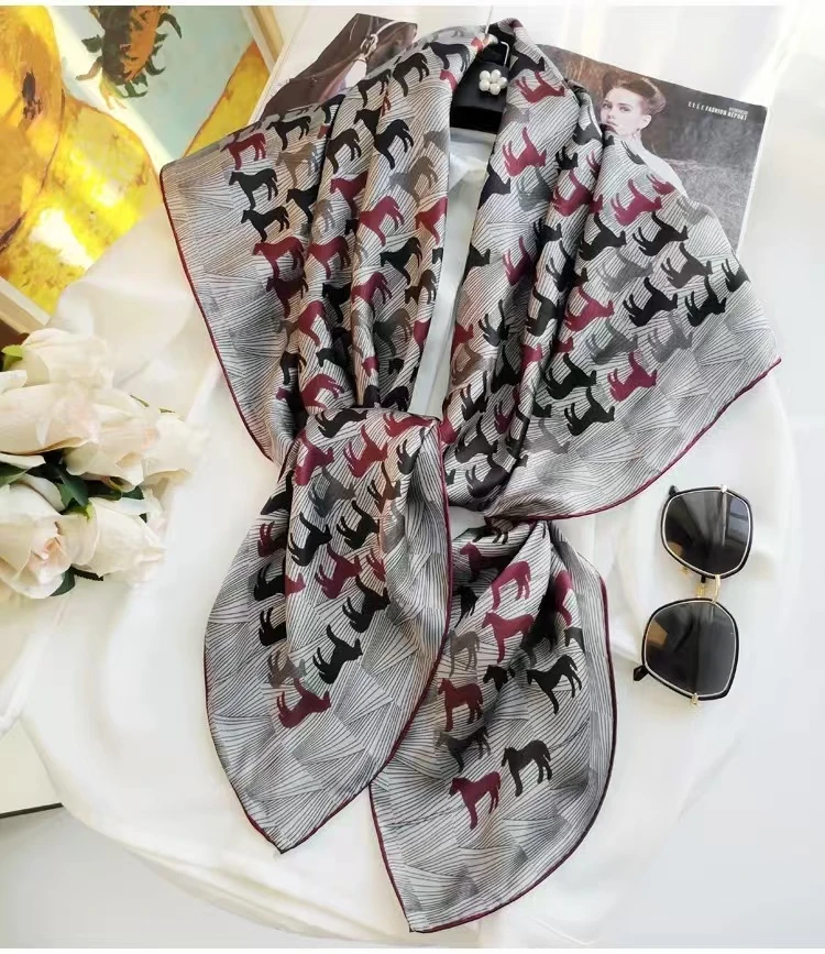 100%桑蚕丝【万马奔腾】105大方巾时尚百搭女士披肩围巾D209