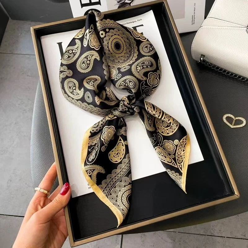 100%桑蚕丝【65黑金腰果】65方巾真丝丝巾时尚女士气质B092