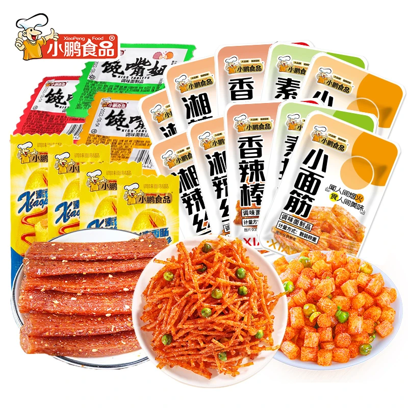 【24.9元110包】小鹏食品零食组合网红辣条追剧童年回忆嚼劲小零食