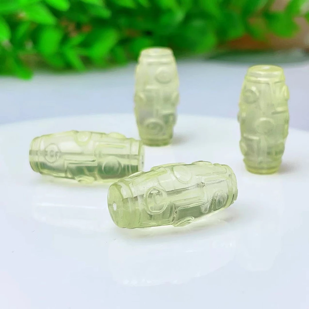 【萌宝饰品】A237-3 天然水晶黄水晶九眼珠通孔手工雕刻DIY23*11mm