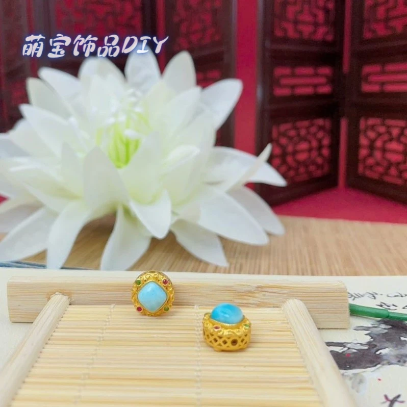 【萌宝饰品】B421海纹石正方形蛋面通孔款 10mm+ 手串配饰精美时尚