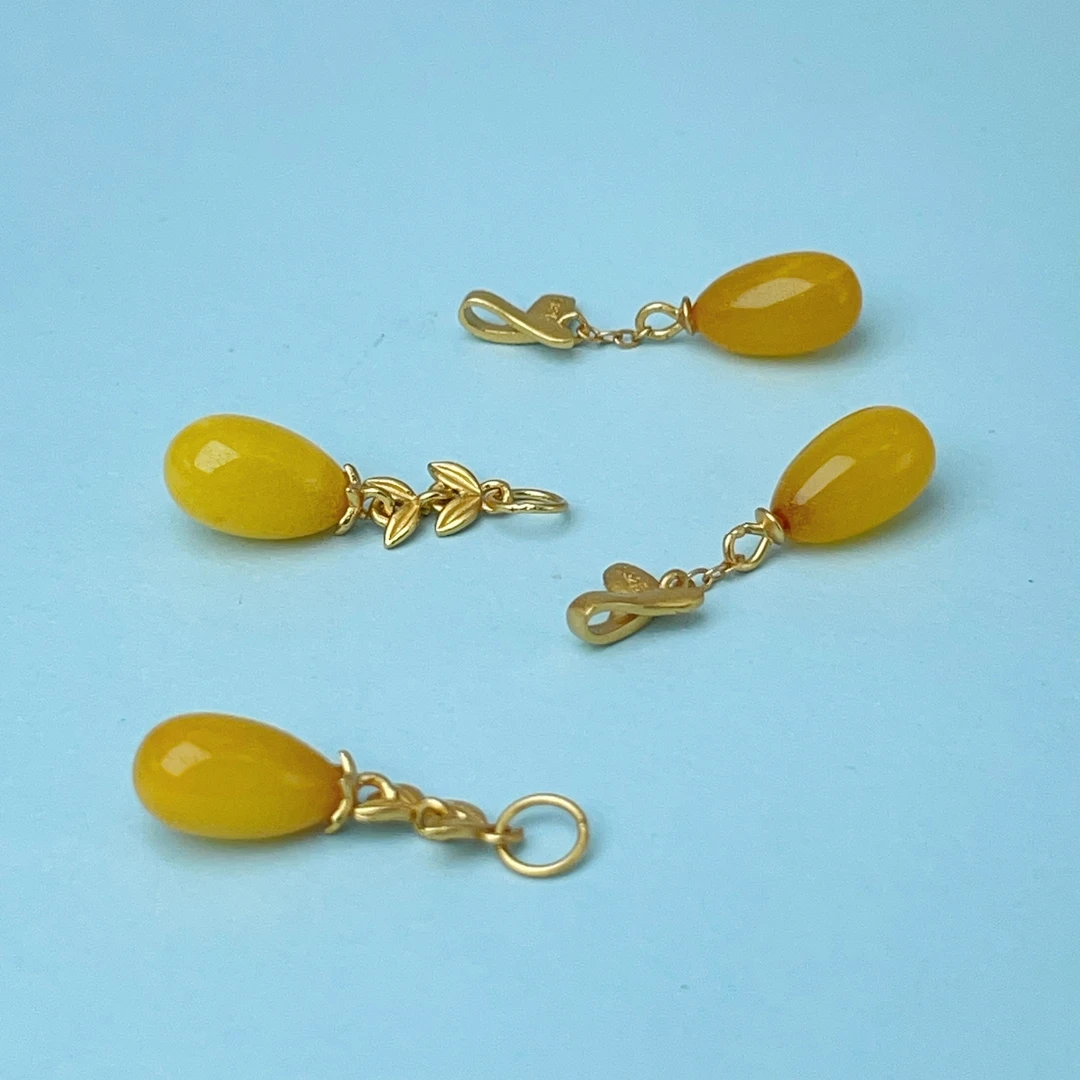 【萌宝饰品】A377天蜜蜡水滴鸡油黄麦穗滴流约 7*13mmDIY多样性发一