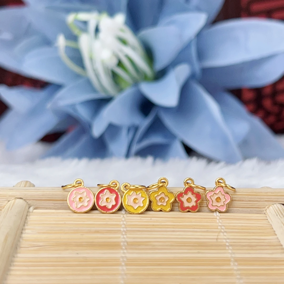 925银银制品 【萌宝饰品】B494彩色星星/圆形小吊牌 粉色DIY少女