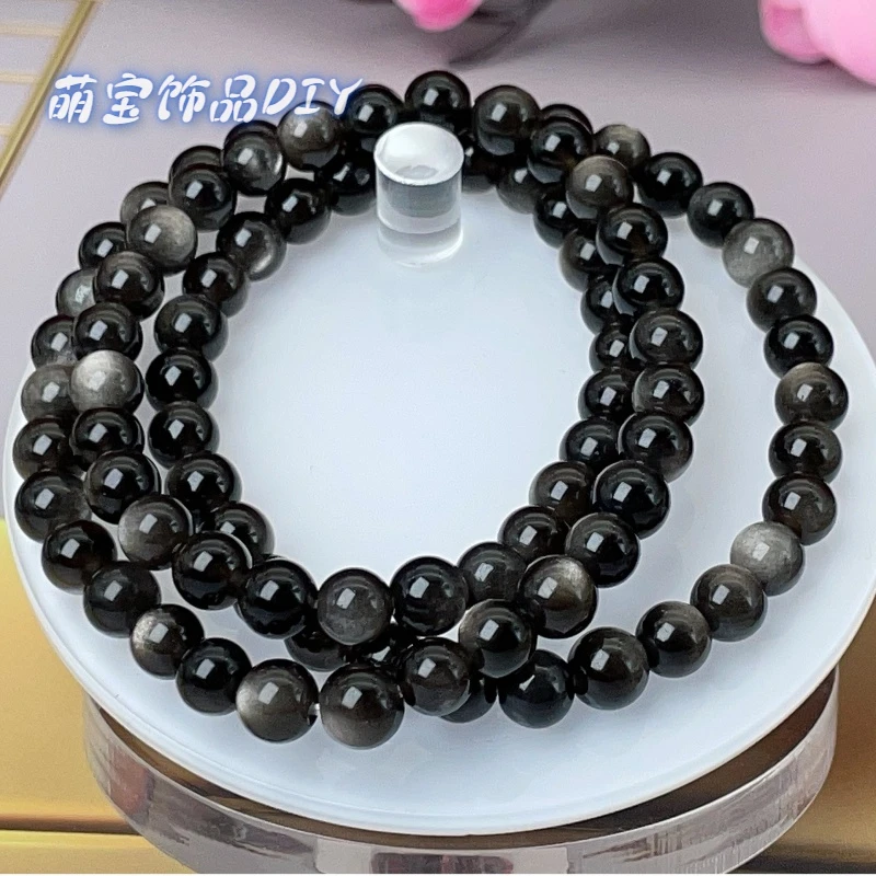 【萌宝饰品】银耀石圆珠三圈手串6mm素圈手串