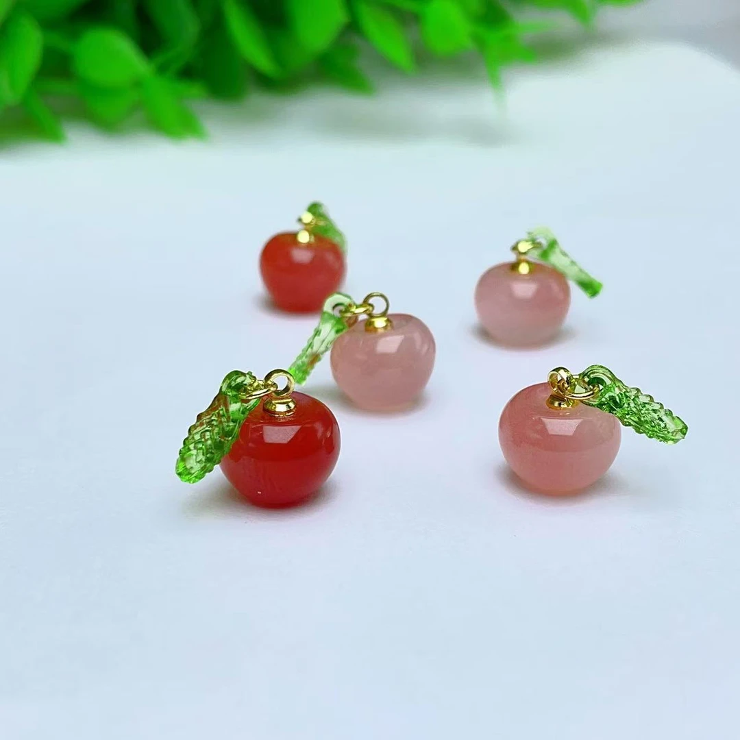 【萌宝饰品】A86天然源盐红苹果吊坠DIY滴流10*11mm 颜色多样性发货