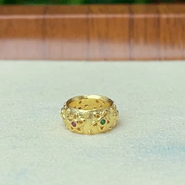 吊坠925银 【萌宝饰品】N-30金色五角星星红绿宝隔环8mm百搭DIY配件