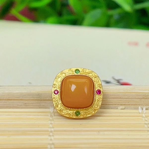 【萌宝饰品】B138蜜蜡老蜡正方形蛋面通孔款规格11*8mm 时尚DIY配件