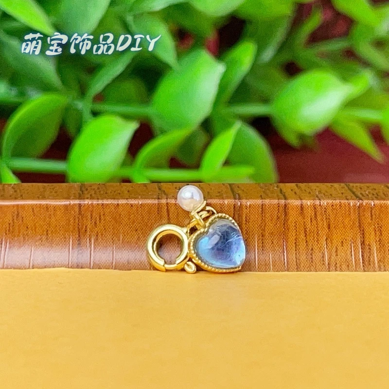 【萌宝饰品 】B580 海蓝宝爱心带珍朱滴流款6*12mm时尚百搭DIY配件