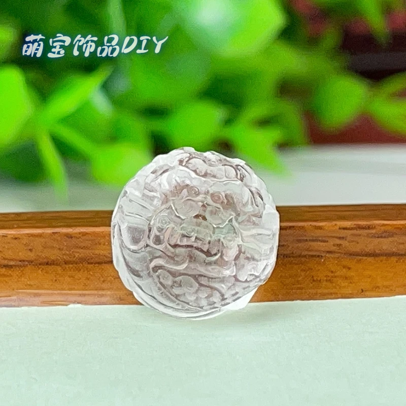 【萌宝饰品】A161白水晶龙珠通孔款13.8mm精雕DIY配件