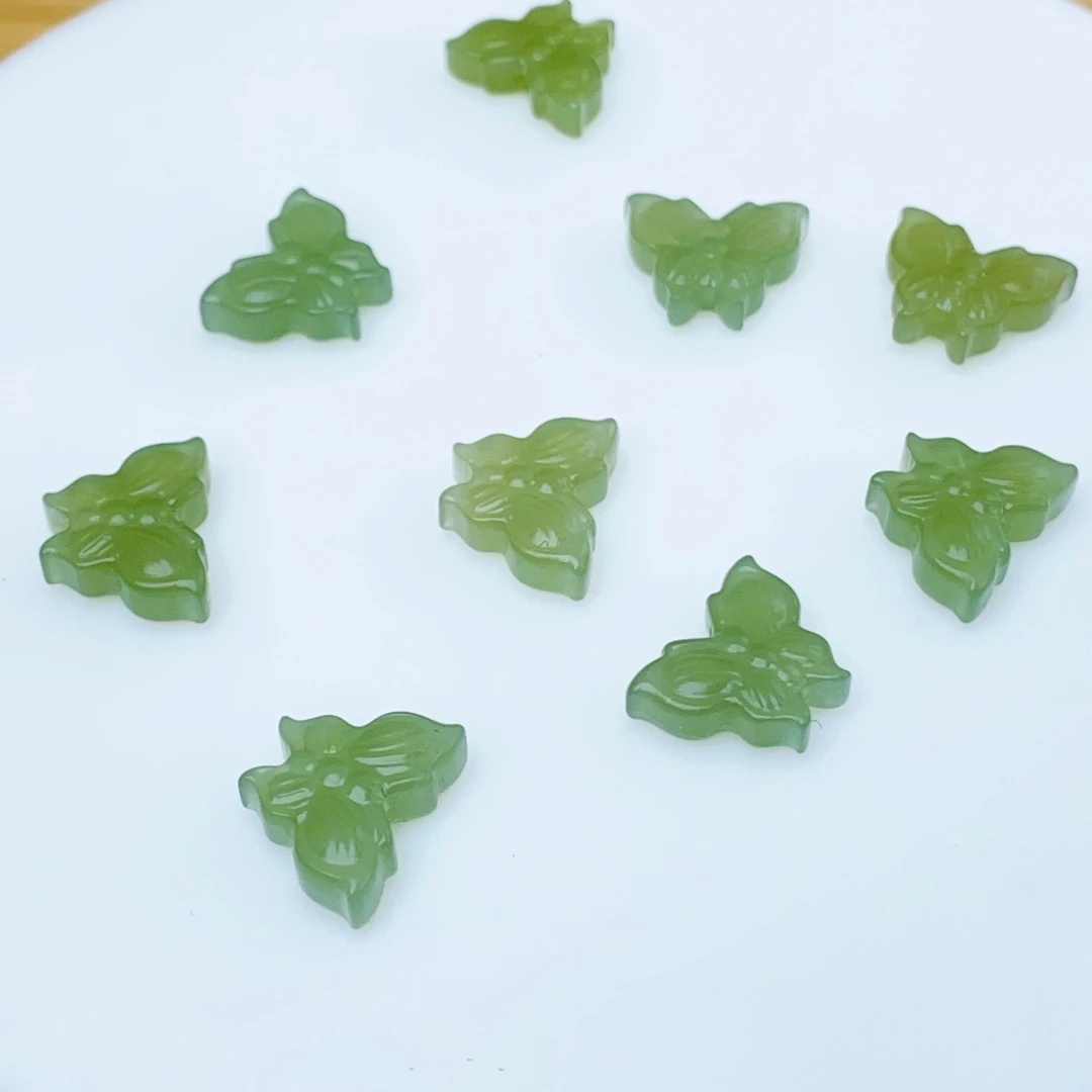 【萌宝饰品】A370和田玉晴水小蝴蝶上下通孔百搭时尚配件13*10*4mm