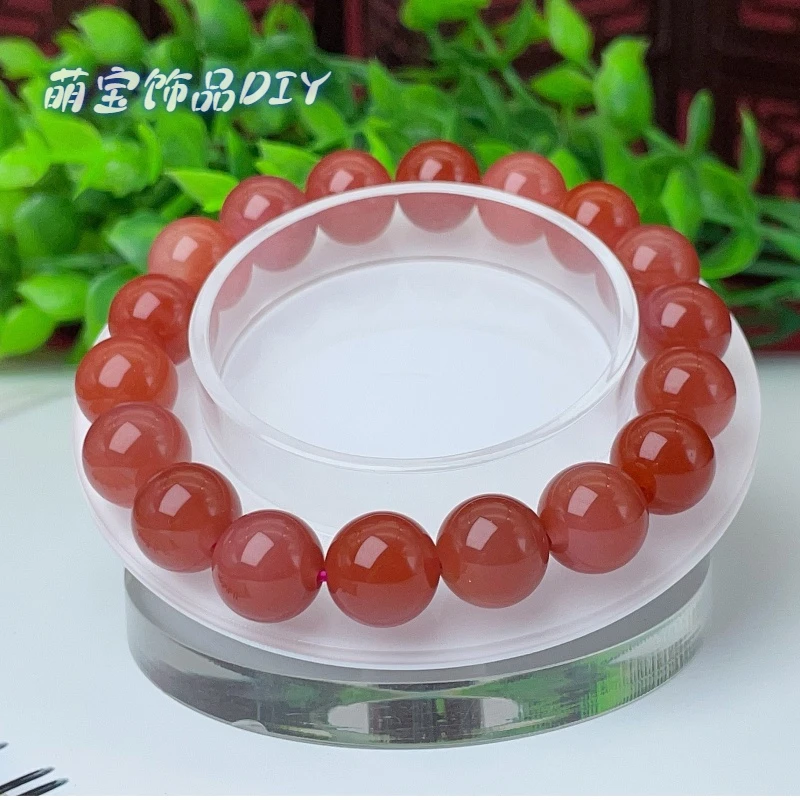 【萌宝饰品】盐源玛瑙手串圆珠单圈手串11mm素圈手串