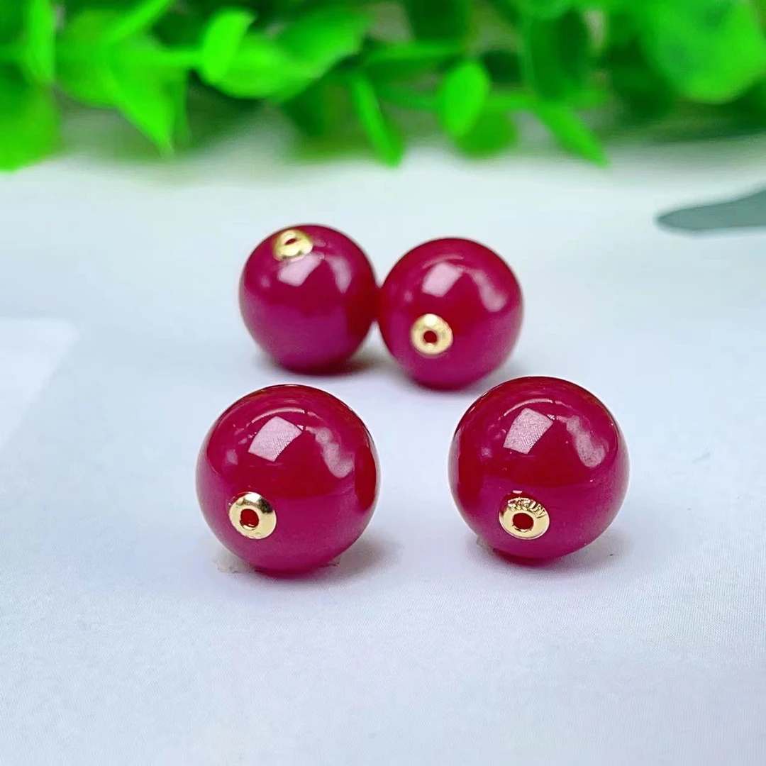 【萌宝饰品】B922天然红宝石圆珠大顶珠主珠贴片约 8/10/12MM