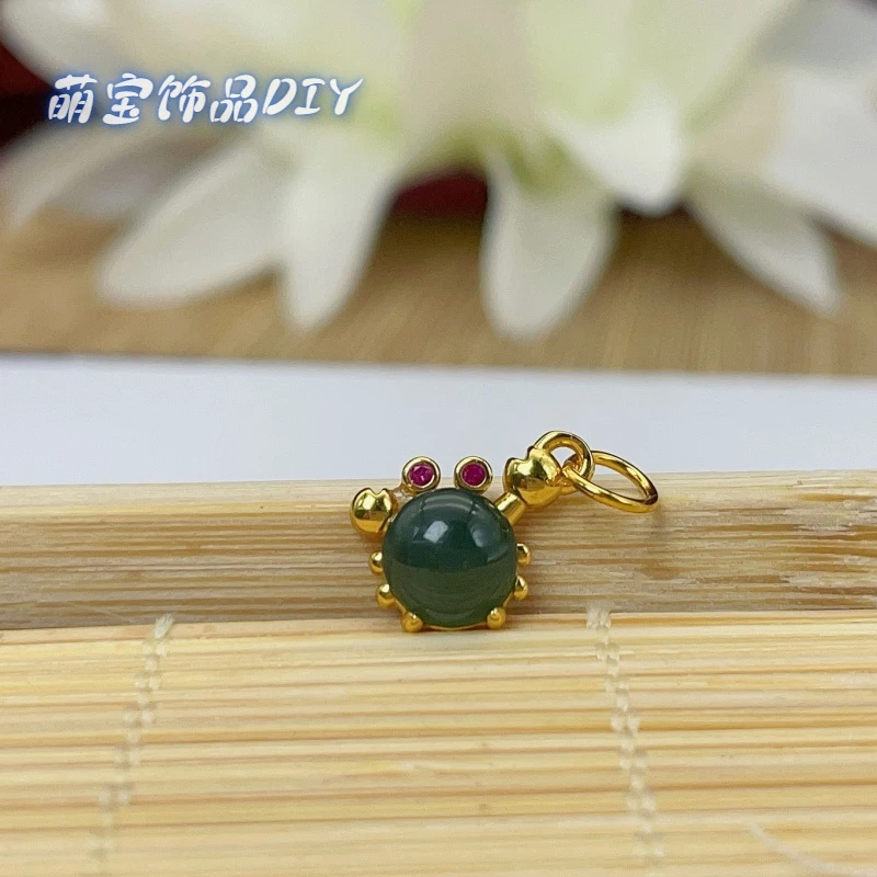 【萌宝饰品】B253蓝水翡翠螃蟹小滴流8*8mm精美气质DIY手串配件配饰