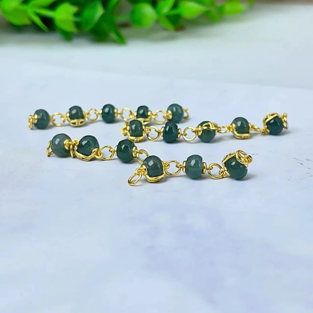 【萌宝饰品】B584蓝水翡翠三节/五节灯笼半链手串DIY配珠链条 约6mm