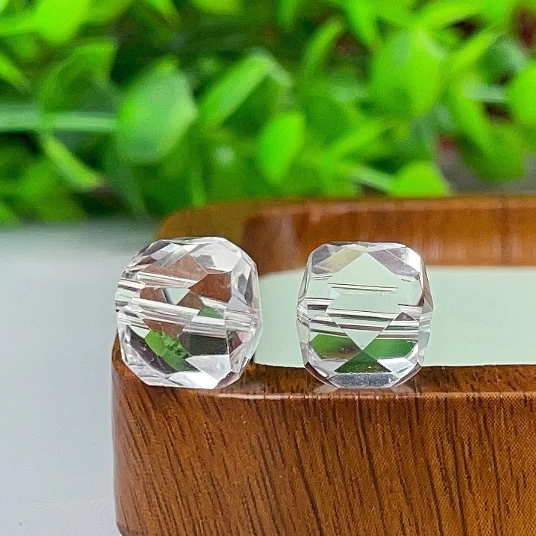 【萌宝饰品】A179白水晶切面方糖通孔款10mm 时尚百DIY配件【1个装】