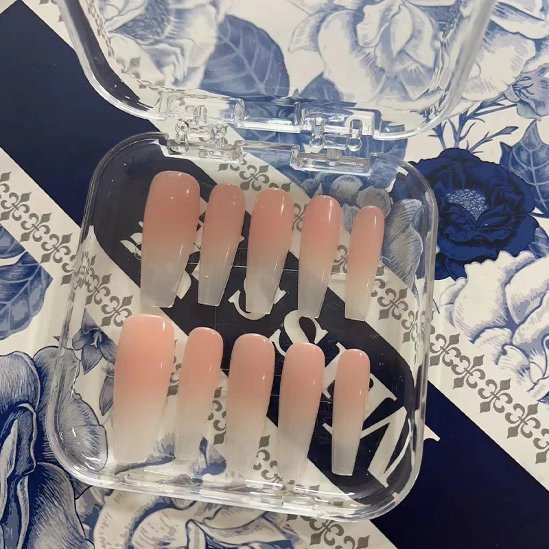 【甜美裸粉】法式渐变显白纯手工穿戴甲美甲贴片可拆卸穿戴甲长款