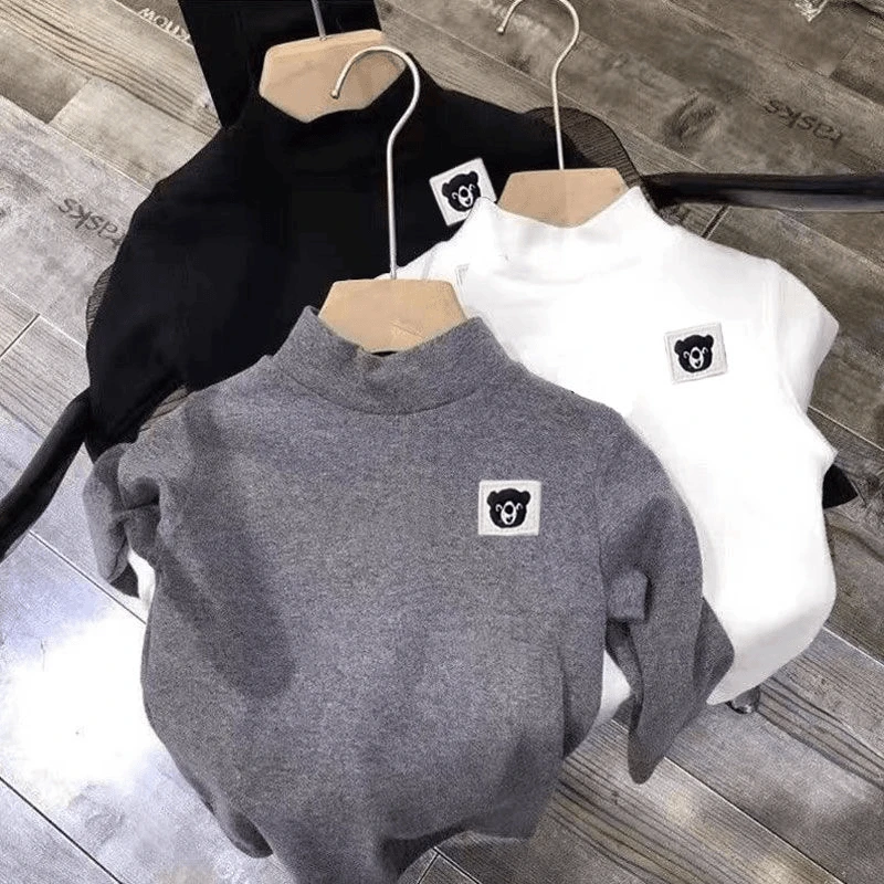 童装女童秋冬春款德绒长袖男童内搭T恤儿童中高领保暖打底衫上衣