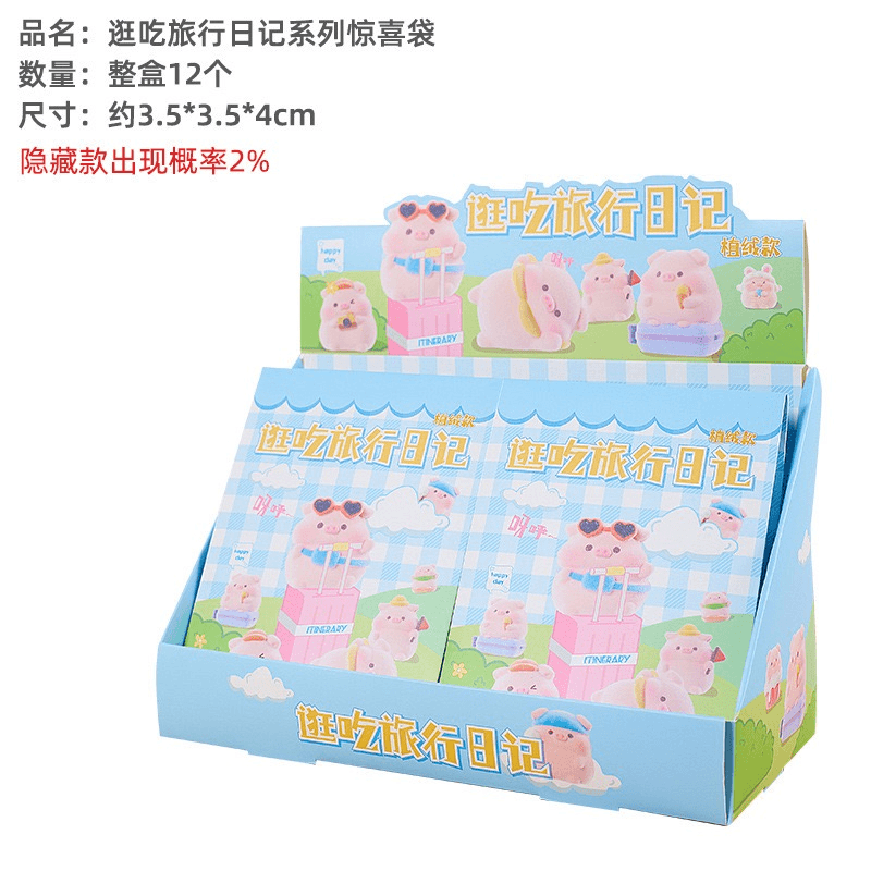 逛吃旅行日记萌粒盲袋树脂摆件家居摆件桌面装饰品小摆件