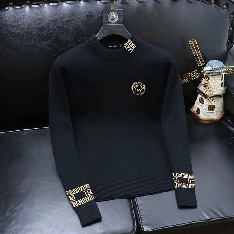 欧货轻奢潮流ins套头羊毛衫男秋冬季刺绣毛衣针织衫新款潮牌字母