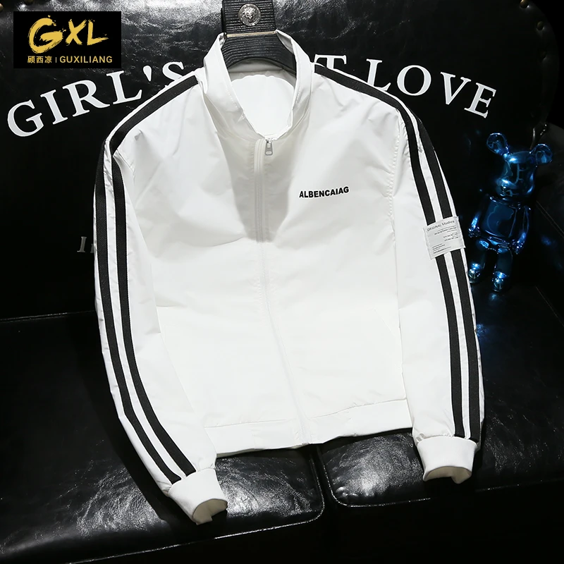 欧洲站休闲男外套春秋季新款潮流帅气修身韩版立领薄款男士夹克潮