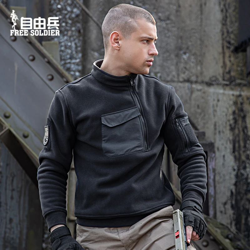 雪暴户外抓绒衣秋冬季节男士加绒加厚套头保暖上衣摇粒绒外套男款