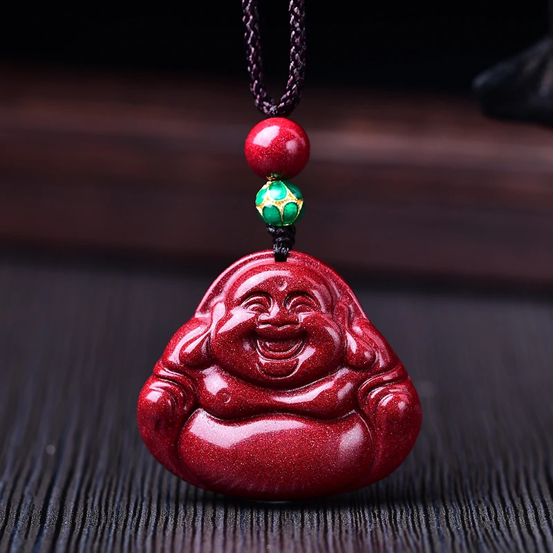 含辰砂工艺品高含量朱砂紫金砂大肚笑佛吊坠