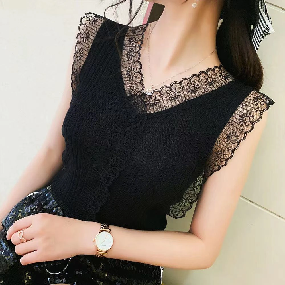 吊带内搭蕾丝背心女外穿夏季无袖修身针织衫设计感小众辣妹上衣潮