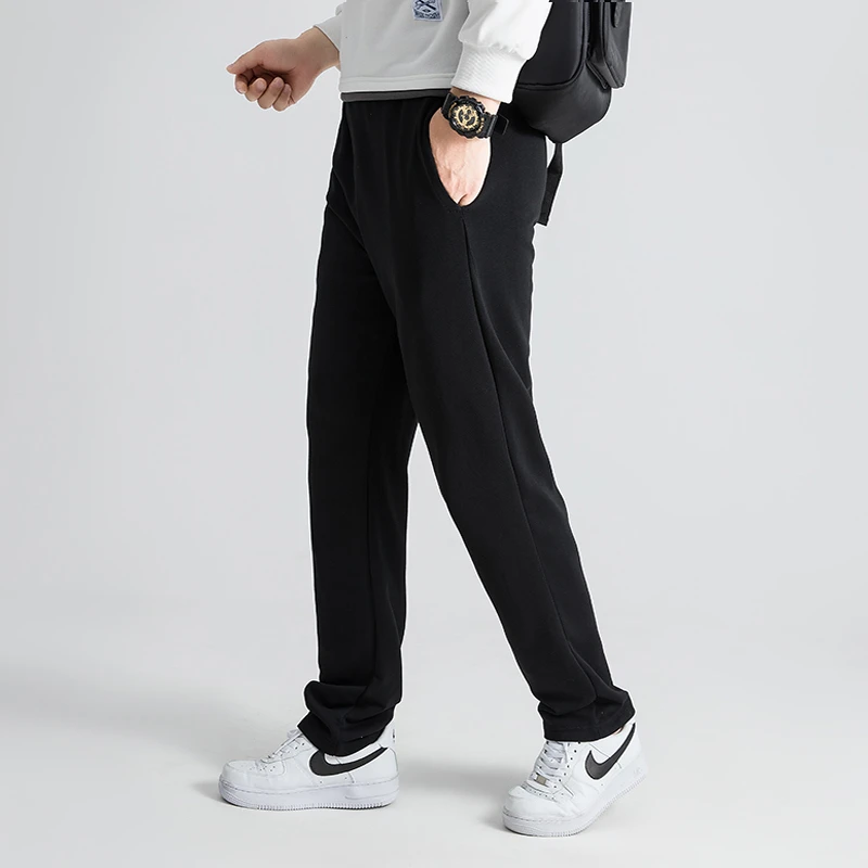 男士运动裤男长裤95棉加绒薄款春秋款休闲裤直筒束脚宽松加大卫裤